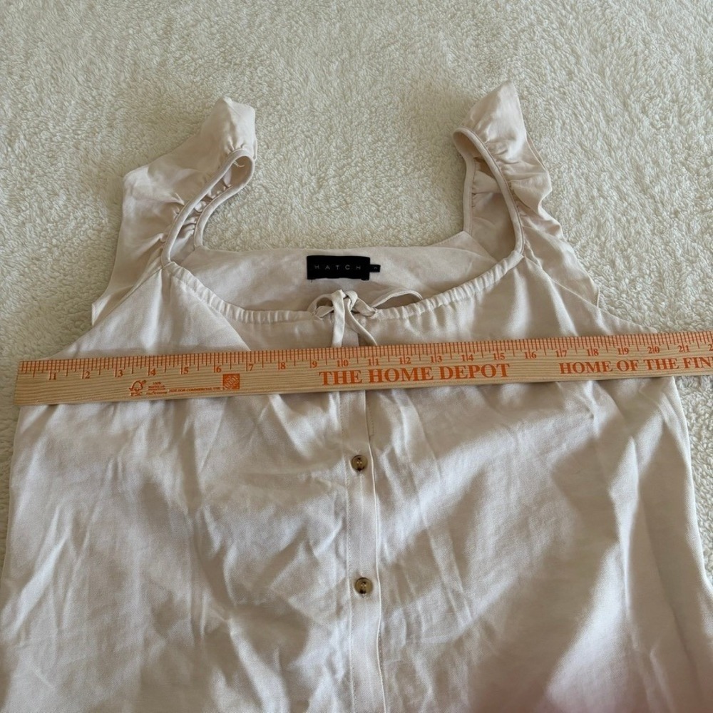 HATCH Jenna Dress Button Front Midi Maternity Women's 3 Cream Ruffle Sleeves Tie - Picture 8 of 10